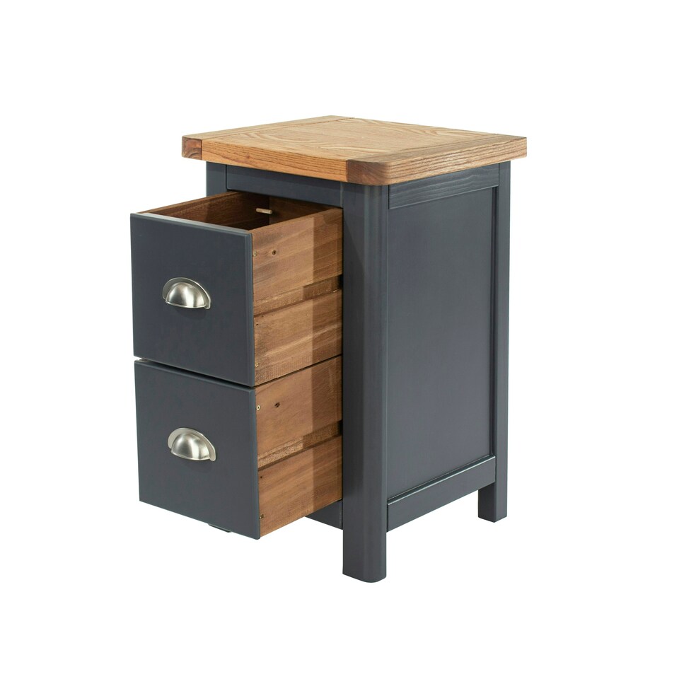 image 1 of Dunkeld 2 Drawer Midnight Blue Petite Bedside Cabinet Blue | Antique Oak effect wax