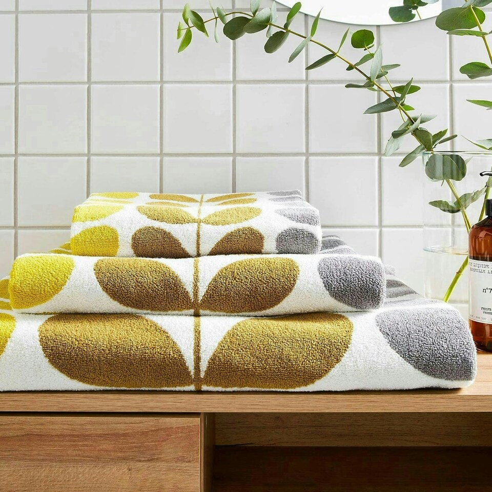 image 1 of Orla Kiely Trio Stem Dune 100x150cm Bath Sheet