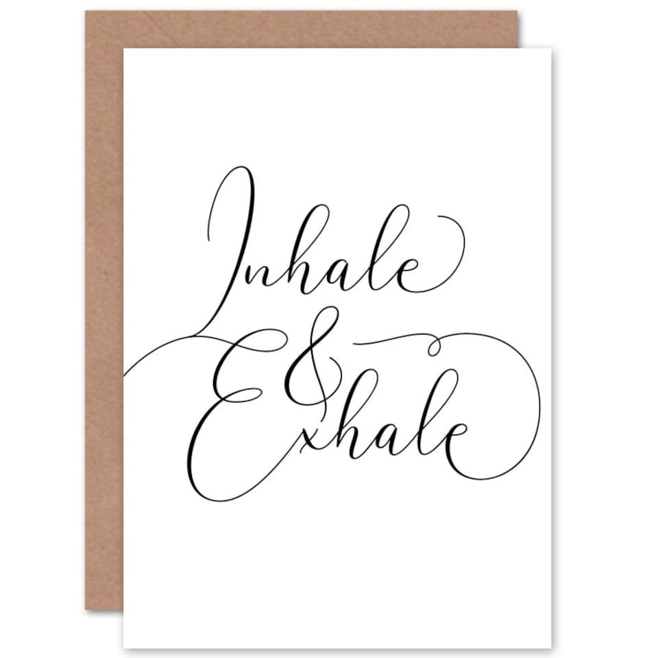 image 1 of Inhale Exhale Modern Typography Quote Blank Just to Say Card