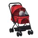 image 1 of PawHut Pet Stroller Dog Foldable Travel Carriage with Reversible Handle, Red