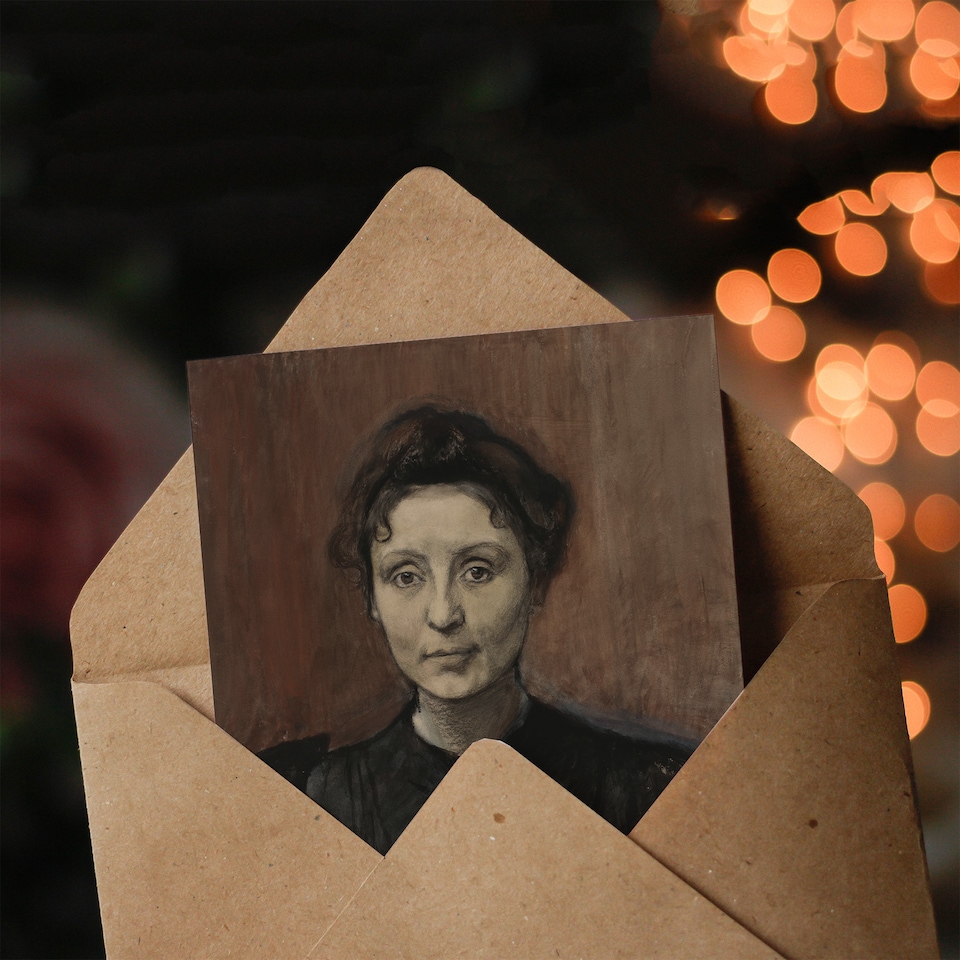 image 1 of Magnus Enckell Portrait of Madeleine Jouvray Art Greeting Card