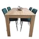 image 1 of Dining Set of 4 Oak Effect Dining Table and 4 Green Velvet Chairs Dining Room Furniture