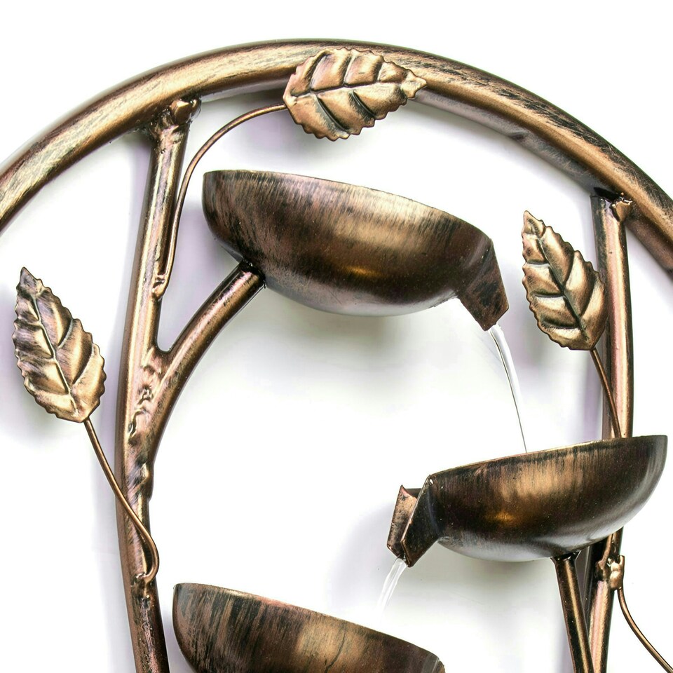 image 1 of Primrose Olso Cascading Leaf Wall-Mounted Water Feature with Lights 55cm