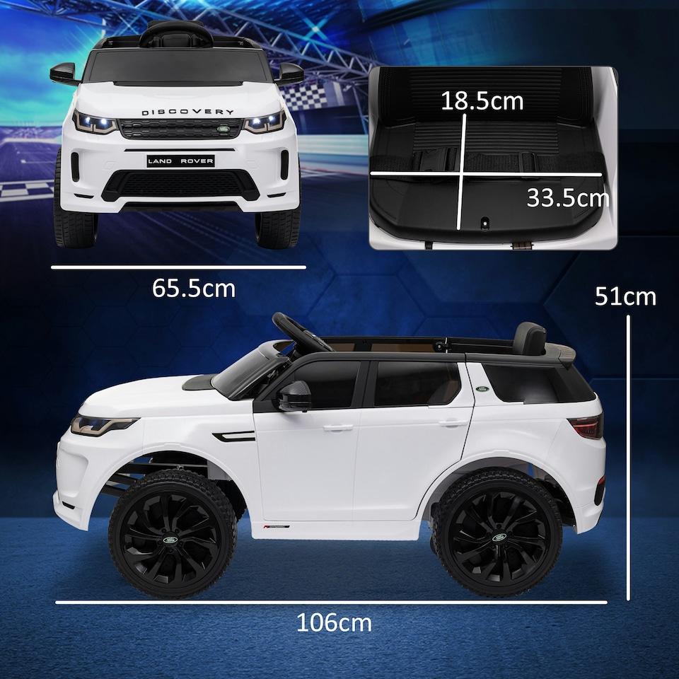 image 1 of AIYAPLAY Land Rover Licensed Kids Electric Car w/ Remote Music - White