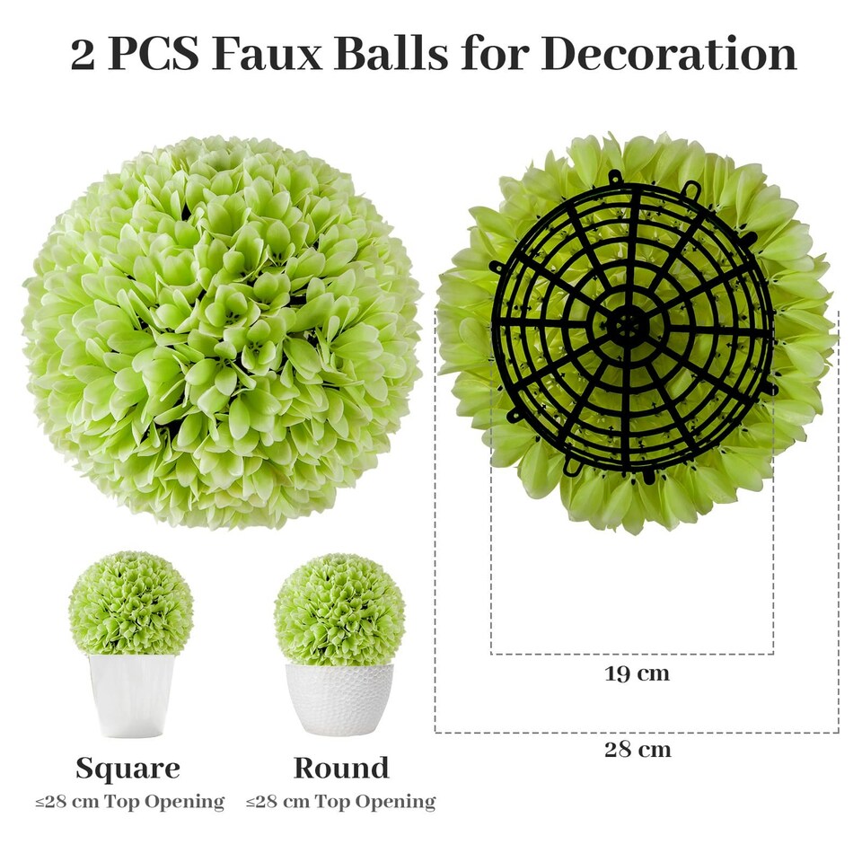 image 1 of COSTWAY 2 PCS Artificial Plant Topiary Balls Green Green | One Size
