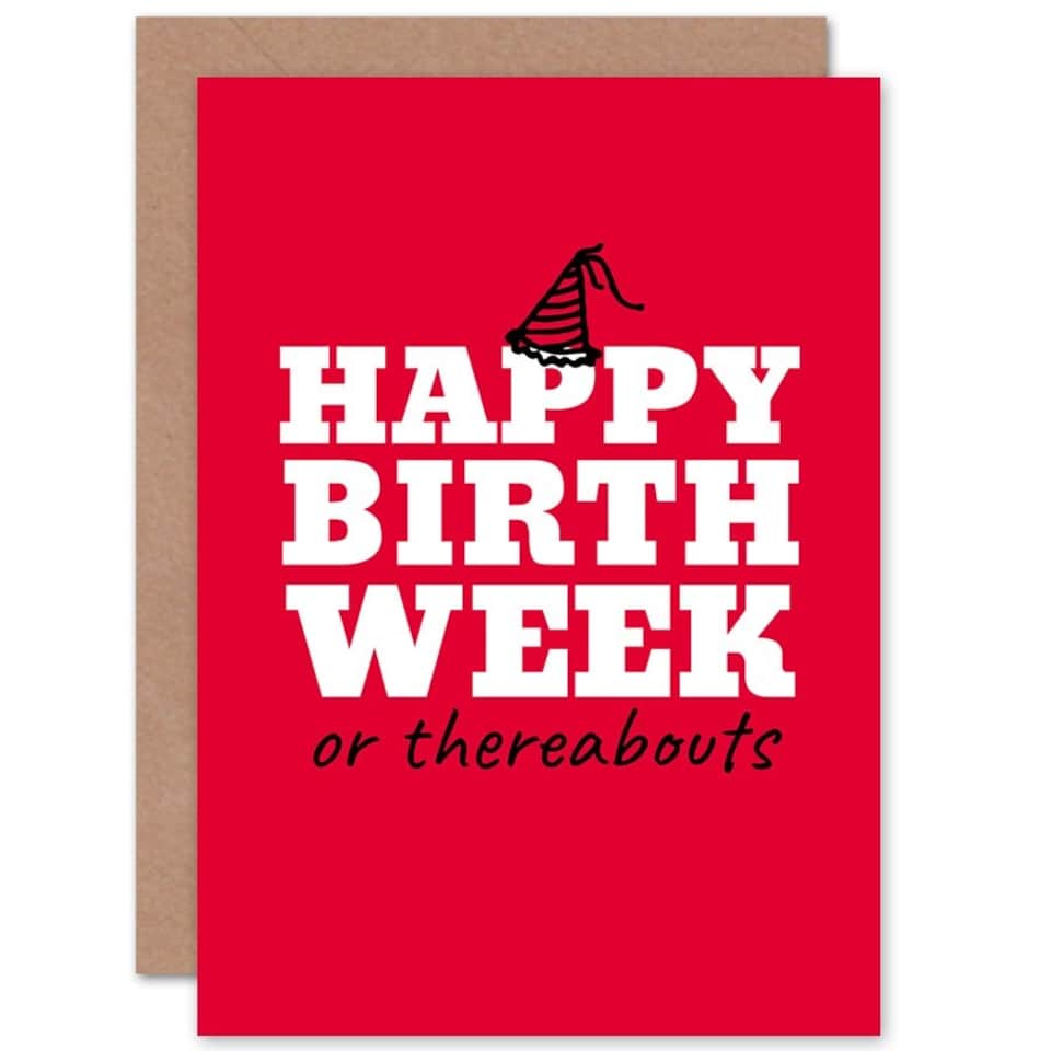 image 1 of Happy Birth Week or Thereabouts Sarcastic Funny Birthday Card