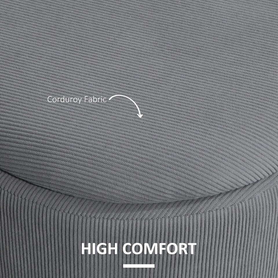 image 1 of HOMCOM Fabric Storage Ottoman with Removable Lid, Set of 2, Light Grey Grey