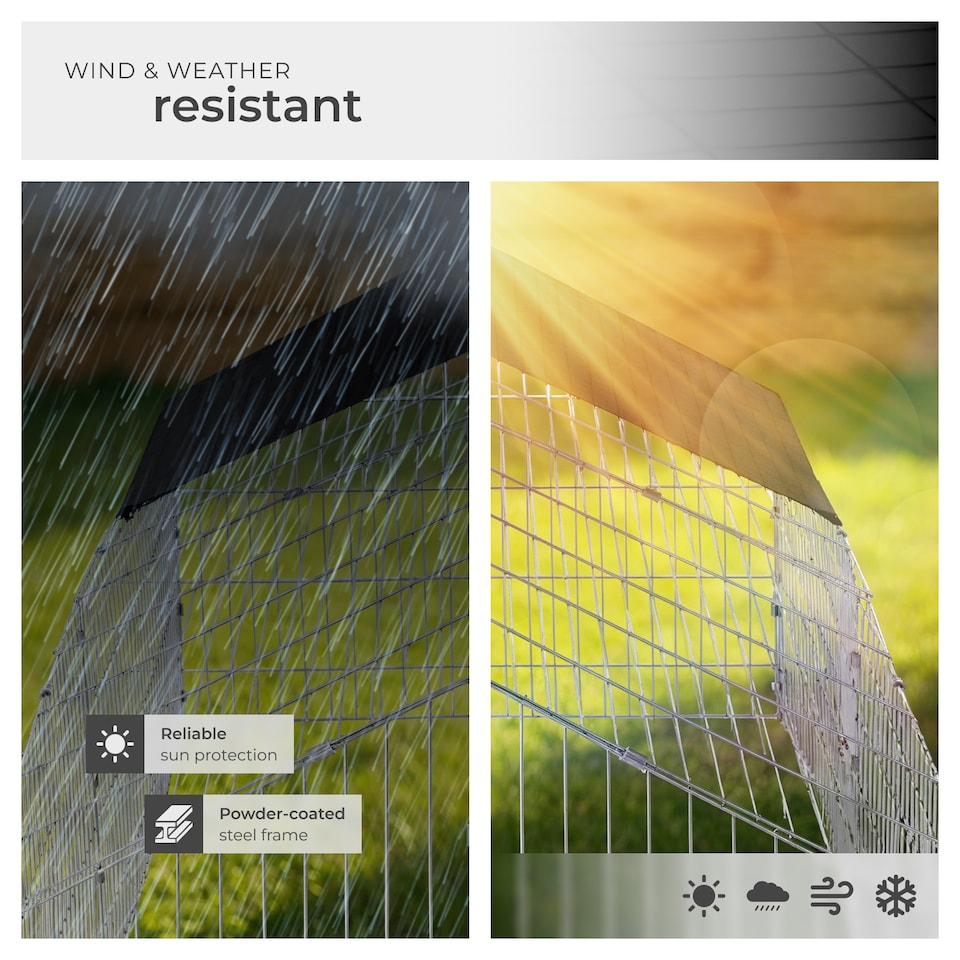 image 1 of Rabbit Run - 12 grid elements with sunshade, 2 doors, 180 x 75 x 75 cm | Black | black | 180 x 75 x 75 cm | 1