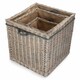 image 4 of Set of 3 Wicker Grey Wash Square Hessian Lined Log Basket | Grey | Grey | Not provided