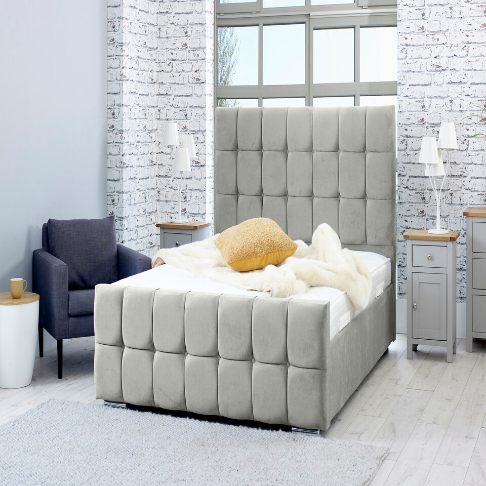 Capri Plush Single Bed Frame - Silver