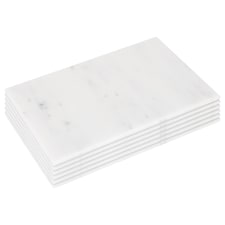 Argon Tableware Rectangle Marble Placemats - 30cm x 20cm - White - Pack of 6 | White | White