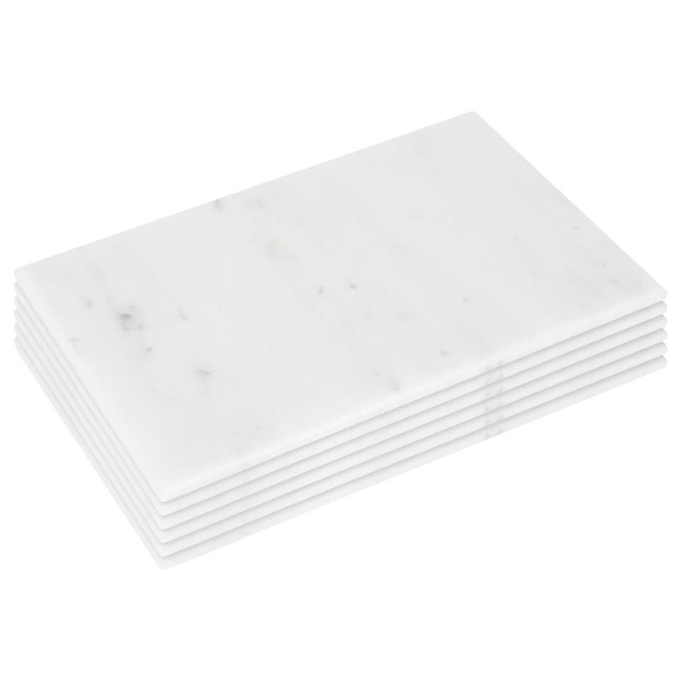 image 1 of Argon Tableware Rectangle Marble Placemats - 30cm x 20cm - White - Pack of 6 | White | White