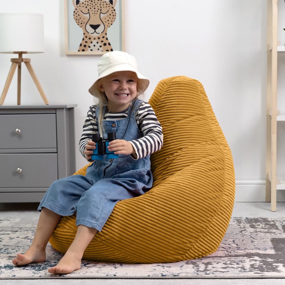 image 1 of Dalton Kids Beanbag Corduroy Yellow Set of 2 | Yellow | Yellow | M | 2