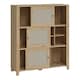 image 2 of Cestino 3 Sliding Door Cabinet in Jackson Hickory Oak and Rattan Effect