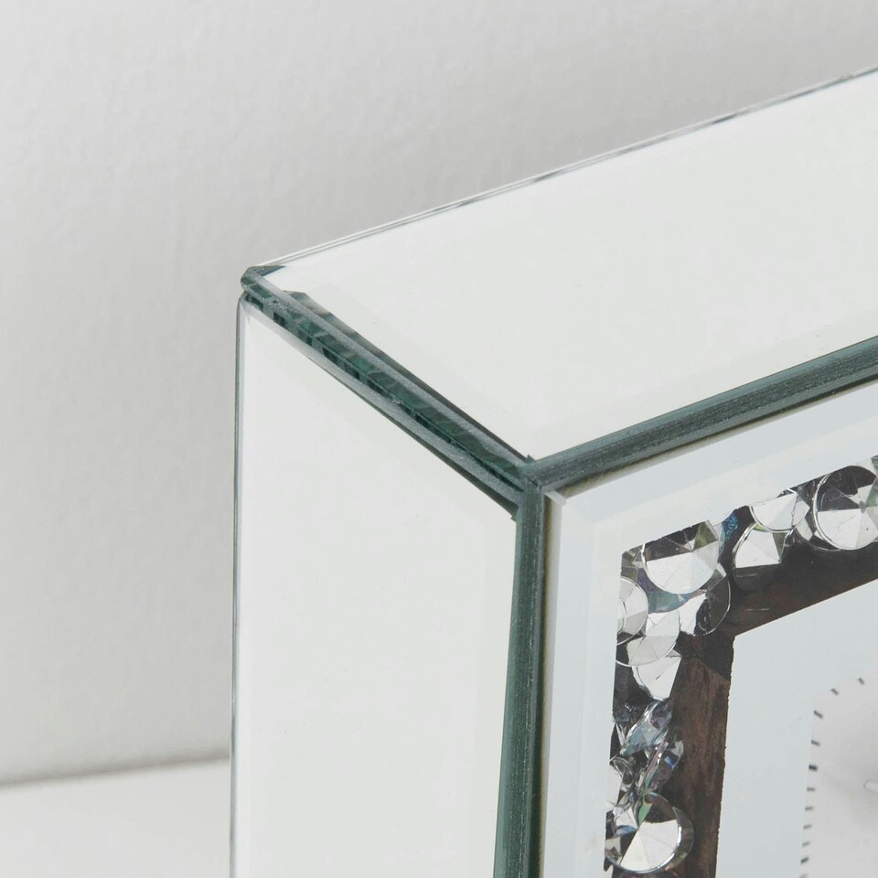 image 1 of Hestia Crystal Border Mantel Clock Silver