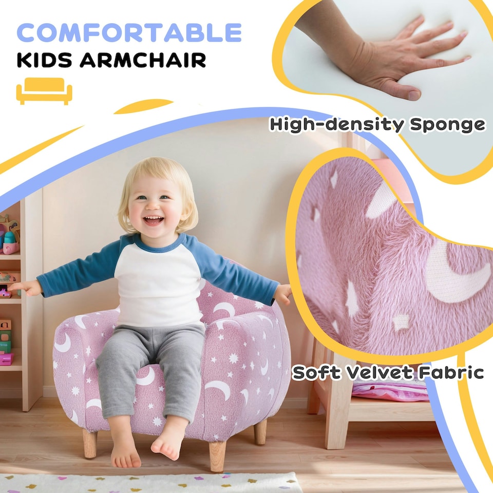image 1 of AIYAPLAY Kids Armchair, Glow in the Dark Chair for Bedroom 