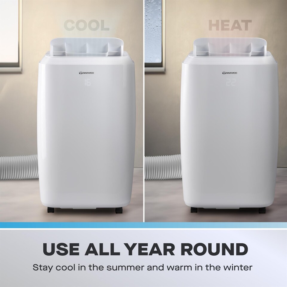 image 1 of Daewoo 12000 BTU 4 In 1 Portable Air Conditioner With Heating | White | 12000 BTU