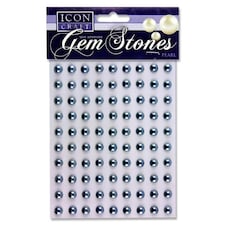 Pack of 90 Pearl Silver Self Adhesive 8mm Gem Stones by Icon Craft