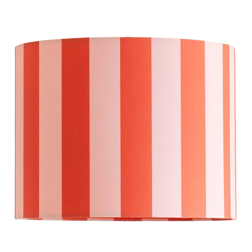 ValueLights Callie Colour Clash Orange & Pink Stripe Drum Lamp Shade with Bulb | Size: Small