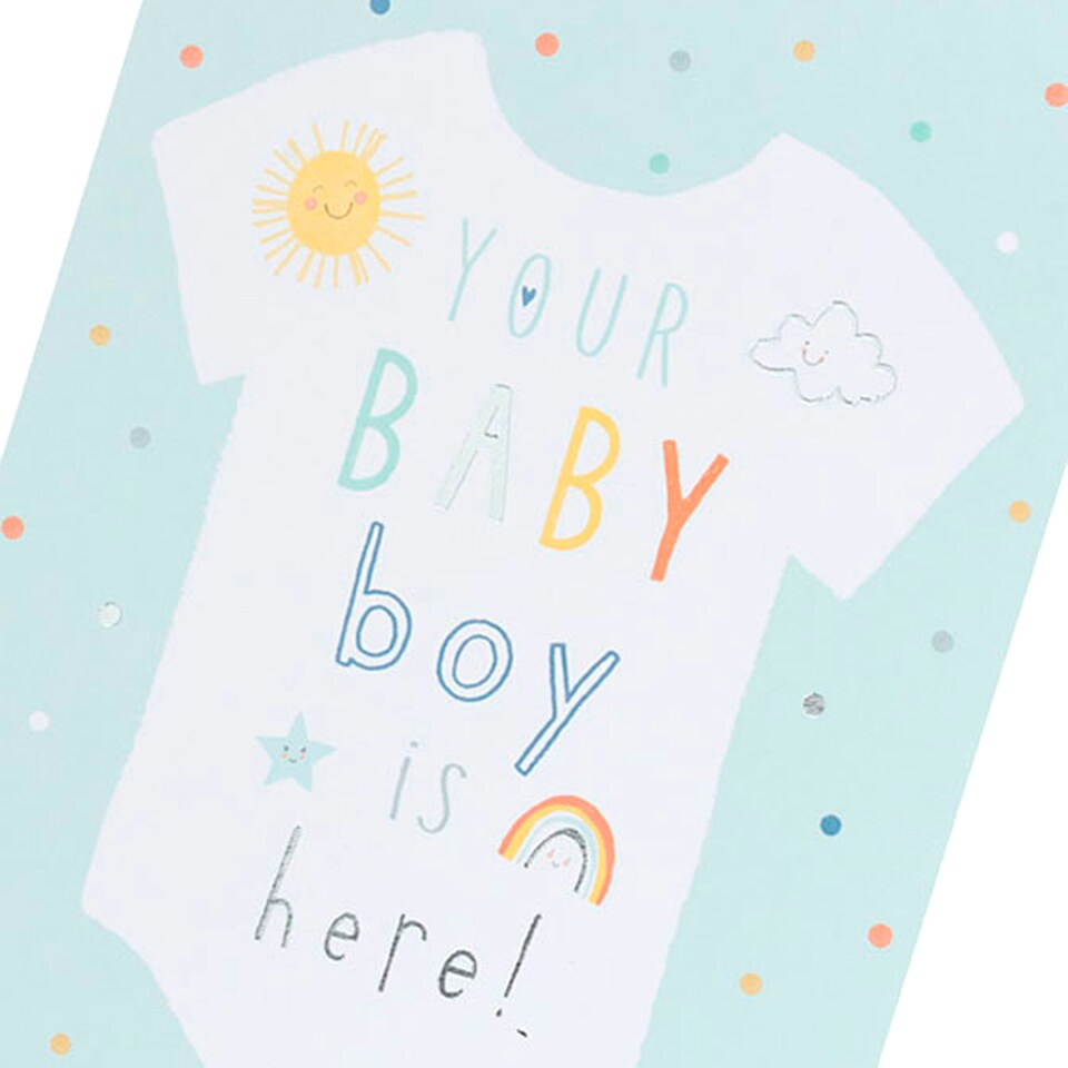 image 1 of New Baby Boy Congratulations Card for Him/Her/Friends/Parents | Outfit Design