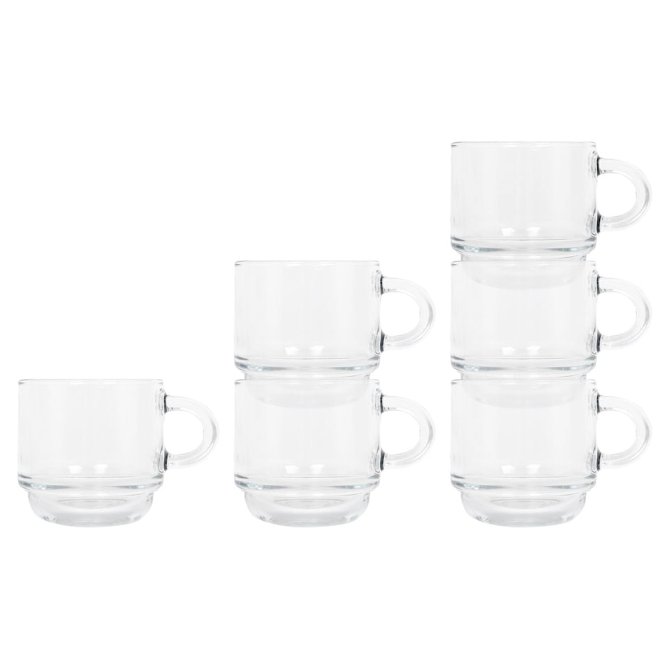 image 1 of LAV Cozy Stacking Glass Espresso Cups - 90ml - Pack of 6 | Clear | Clear