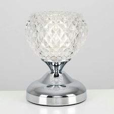 ValueLights Pair Of Modern Silver Chrome And Decorative Glass Bedside Touch Table Lamps Chrome