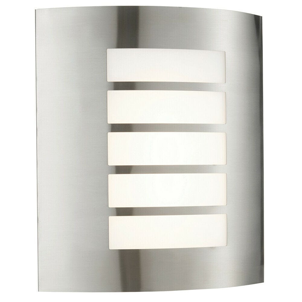 Loops IP44 Outdoor Wall Light Brushed Steel & Diffuser 7W Warm White LED Porch Lamp