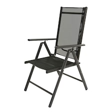 'Varna' Reclining Aluminium Camping Chair Black