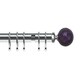image 1 of 25-28mm Purple Mosaic End Satin Silver Metal Curtain Pole Set 200 - 380cm | Silver | Silver