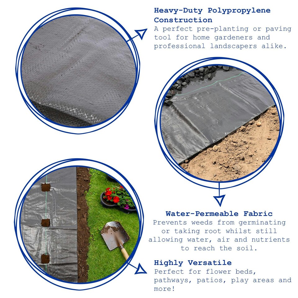 image 1 of Harbour Housewares 110gsm Weed Control Membrane - 4m x 100m (8 Rolls) Black