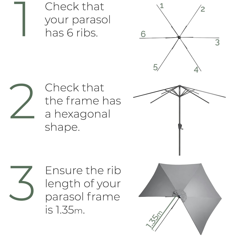 image 1 of 2.7m Replacement Parasol Canopy - Grey