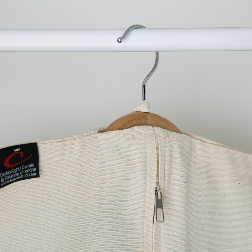 image 1 of Deluxe 100% Natural Zipped Cotton Suit Cover (Approx. 99 x 60cms) Cream