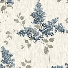 Belgravia Tiffany Fiore Floral Textured Wallpaper - Navy - 32.1ft x 53cm Blue