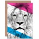 image 1 of Contemporary Bold Cmyk Lion Art Blank Just to Say Card