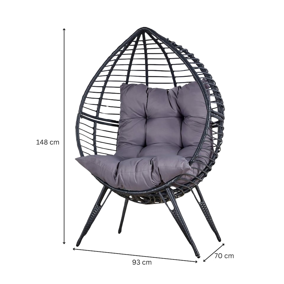 image 1 of Egg Chair Rattan Grey Waterproof Cushion Outdoor Home Furniture Seat