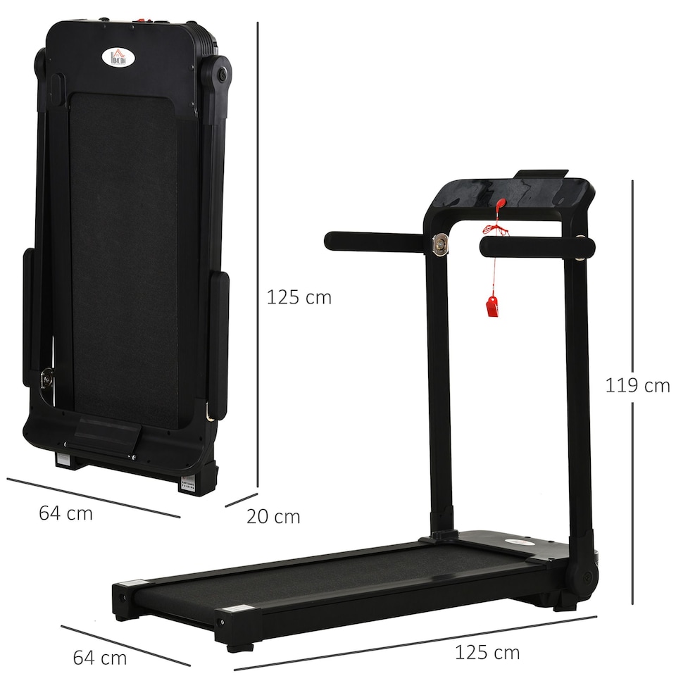 image 1 of HOMCOM 1.85HP Foldable Electric Treadmill Fitness Safety Lock LED Screen Black