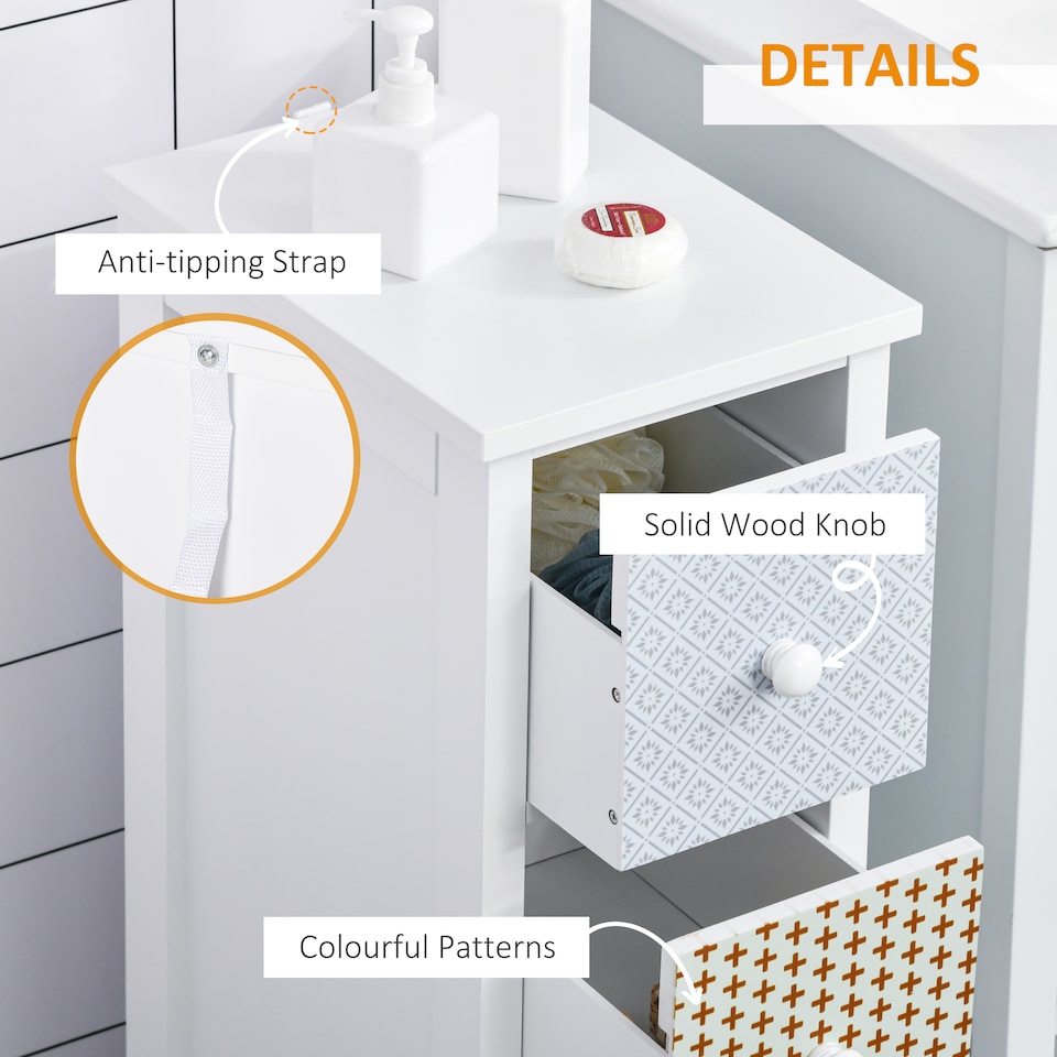 image 1 of HOMCOM Drawer Cabinet, 4 Drawer Storage Organizer Unit Bathroom Bedroom