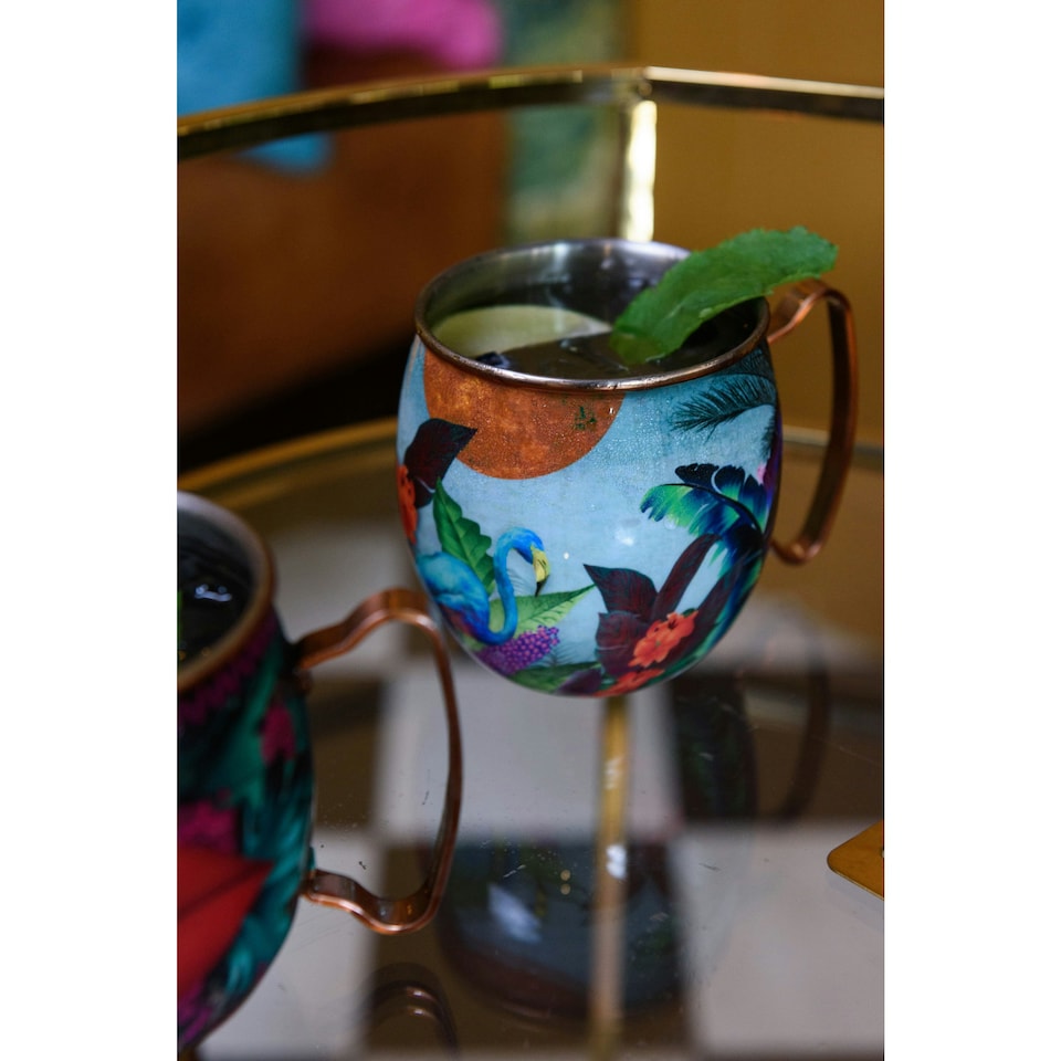image 1 of Mikasa x Sarah Arnett Stainless Steel Moscow Mule Mug, 450ml, Flamingo Multi