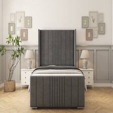 Sloomy Hargrave Armour Coniston Bed Frame With Mattress With 50" Upholstered Wingback Headboard 6' Super King