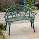 image 2 of Cast Aluminium Garden Bench Metal Frame 2 Seater Patio Chair Outdoor Seating Green