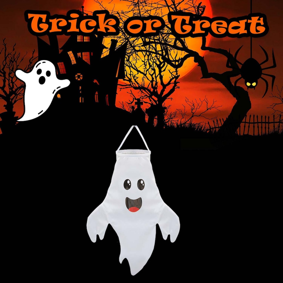 image 1 of vfm-estore Hanging Ghost Decoration for Halloween Parties, 12 x 10.4 cm, White