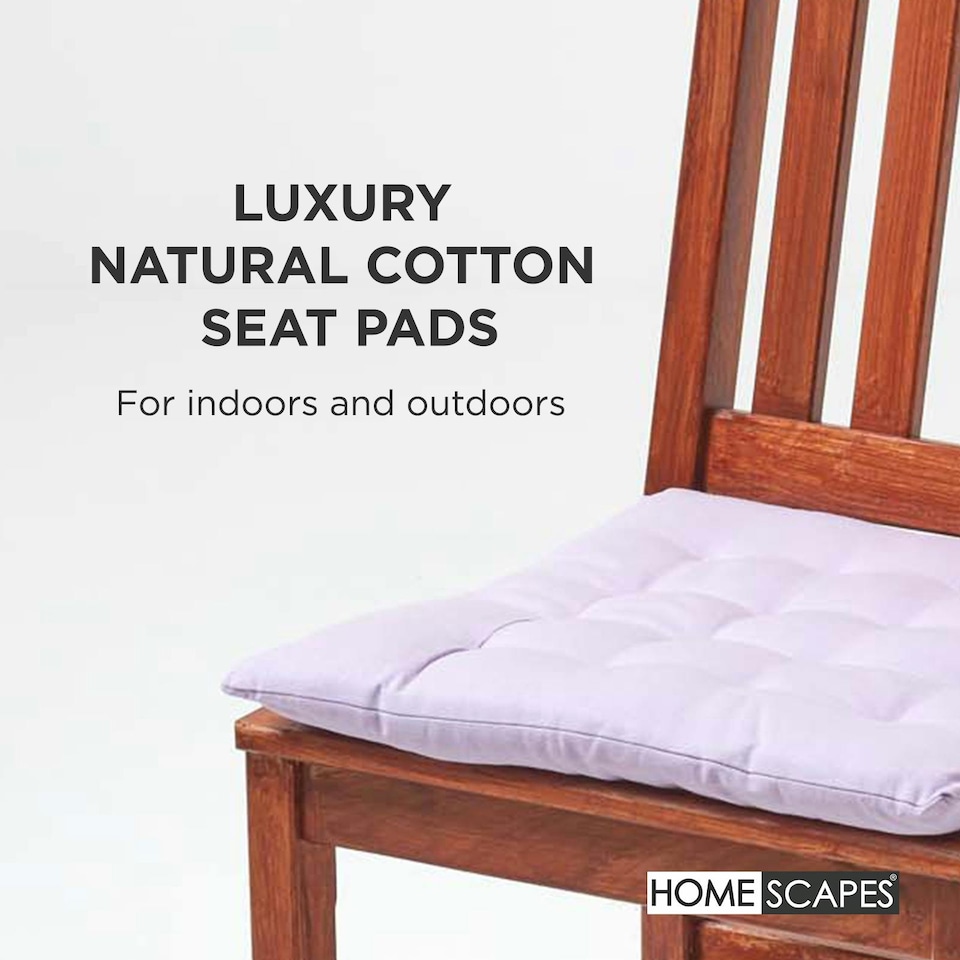 image 1 of Homescapes Seat Pad Luxury Cotton Indoor Outdoor Garden Dining Cushion Mauve | Purple | 40 x 40 cm | 1