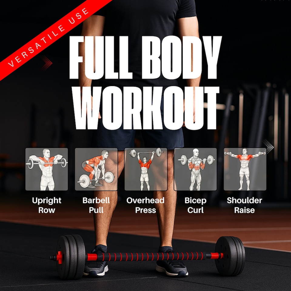image 1 of Straame 20KG Adjustable Dumbbell & Barbell Weight Set with Foam-Padded Connector. Free Weights for Home Gym, Strength Training, Non-Slip TPR Grips, PE Shell Plates, Compact Storage