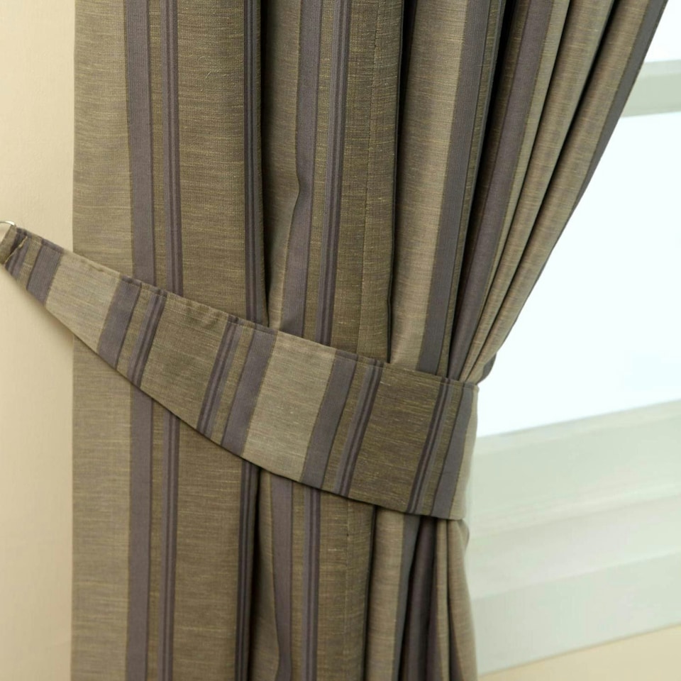 Homescapes Grey Modern Stripe Jacquard Curtain Tie Back Pair