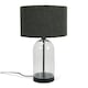 image 2 of ValueLights Jessy Glass and Black Metal Bedside Table Lamp with a Charcoal Grey Lampshade - Bulb Included Grey