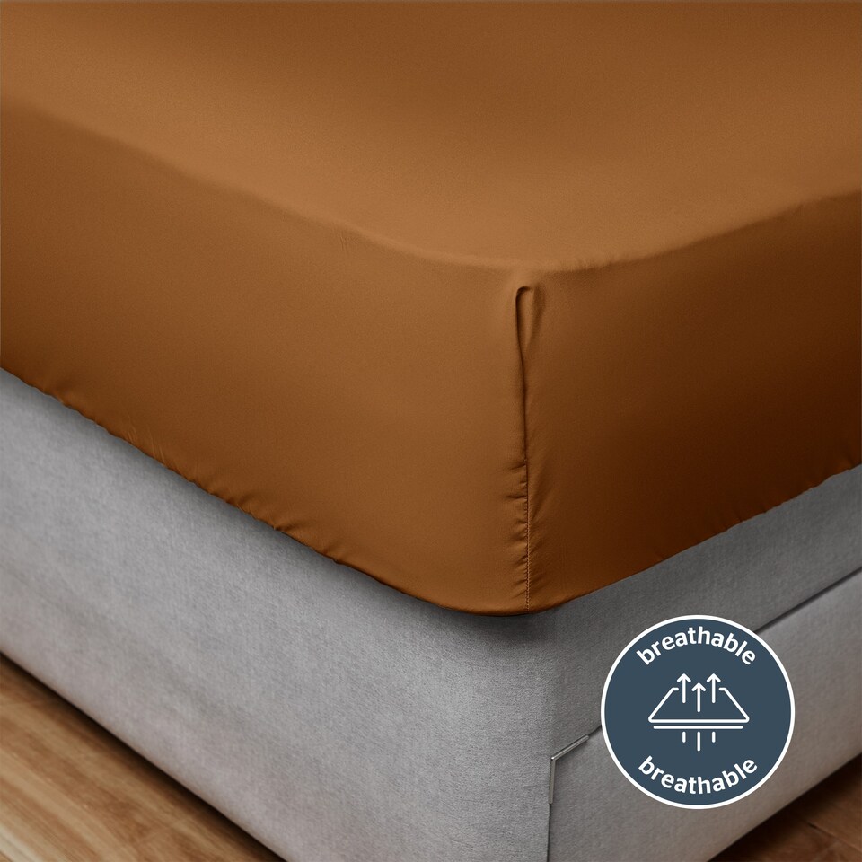 image 1 of Silentnight Supersoft Fitted Sheet and Pillowcase Set, Terracotta