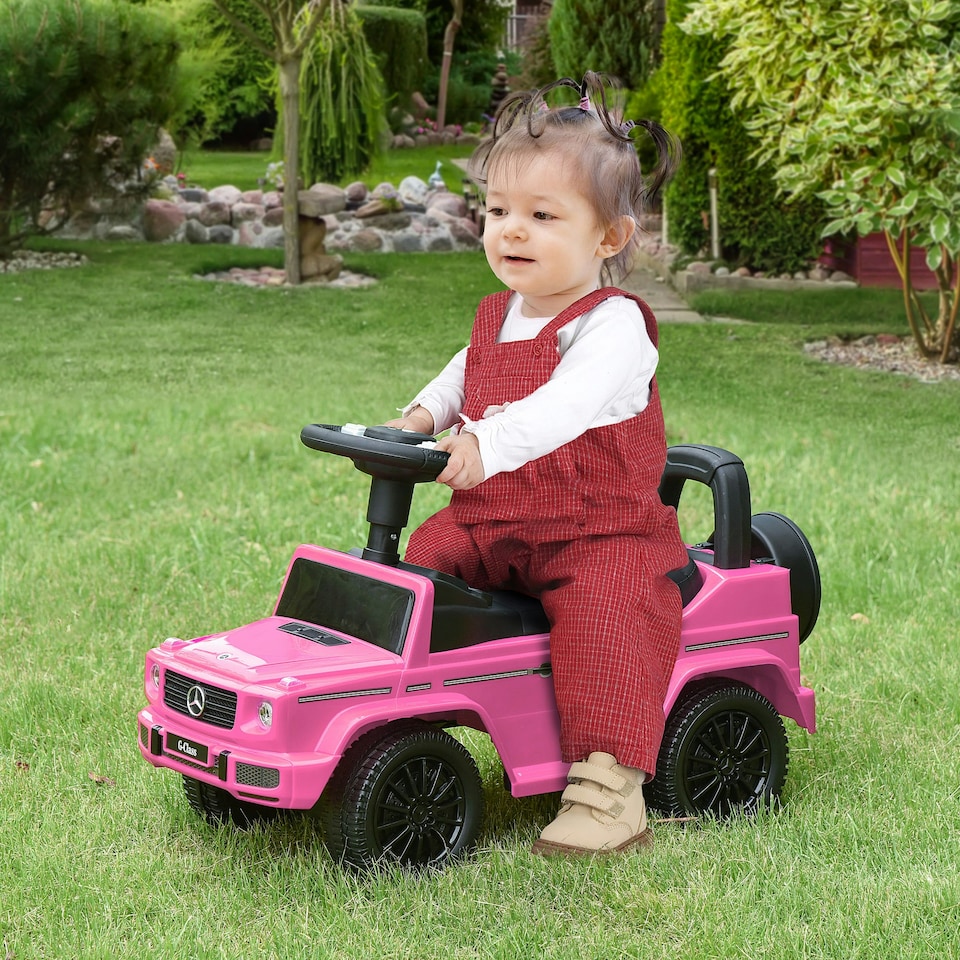 image 1 of HOMCOM Benz G350 Kids Ride on Sliding Car w/ Under Seat Storage No Power Pink
