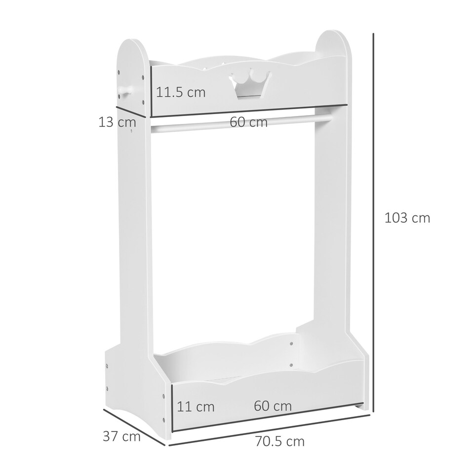 image 1 of HOMCOM Kids Wood Clothes Rack with Storage Shelves Hall Tree for 3-8 Years 