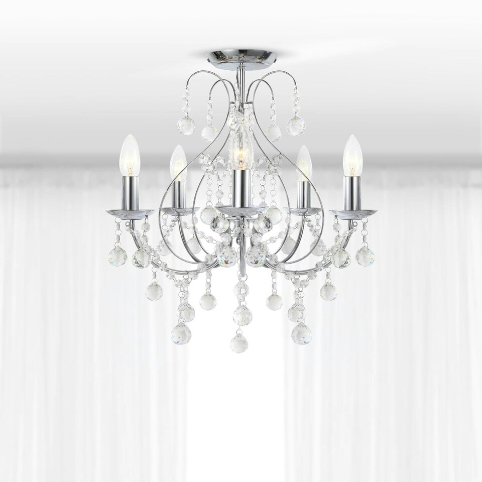 image 1 of First Choice Lighting Chrome 5 Light Crystal Chandelier Chrome | Clear