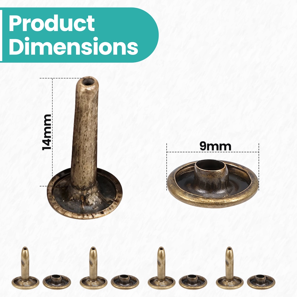 image 1 of 9x14mm Extra Long Double Cap Studs, Shoes, Repair Clothing -  50pcs